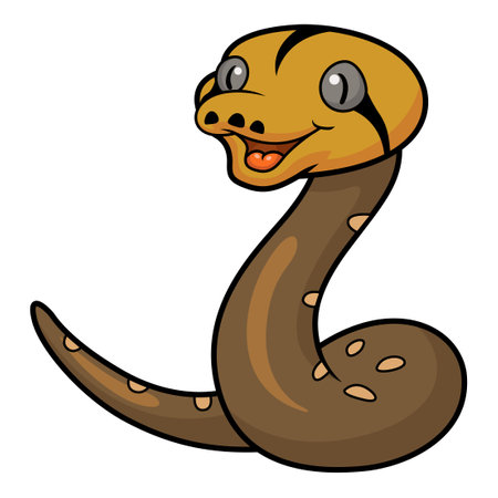 Cute golden child reticulated python cartoonのイラスト素材