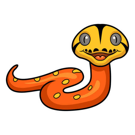 Cute albino golden child reticulated python cartoon