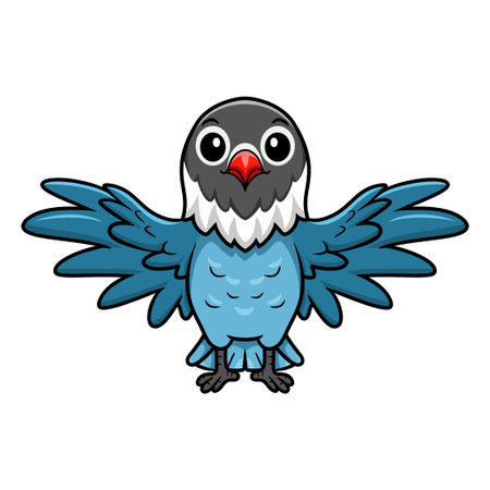Cute slaty blue love bird cartoonのイラスト素材