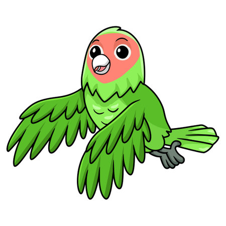 Cute peach faced love bird cartoon flyingのイラスト素材