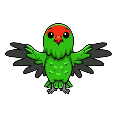 Cute black winged lovebird cartoon flyingのイラスト素材