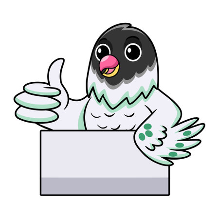 Cute agapornis malta lovebird cartoon giving thumb upのイラスト素材