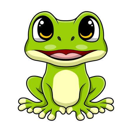 Cute frog cartoon on white backgroundのイラスト素材