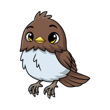 Cute robin bird cartoon on white backgroundのイラスト素材