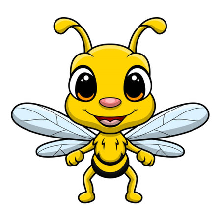 Cute bee cartoon on white backgroundのイラスト素材