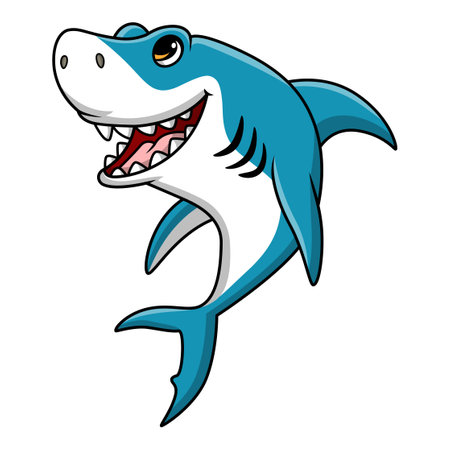 Cute shark cartoon on white backgroundのイラスト素材