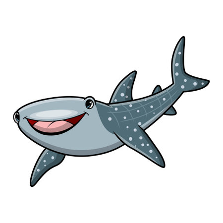 Cute tiger shark cartoon on a white backgroundのイラスト素材