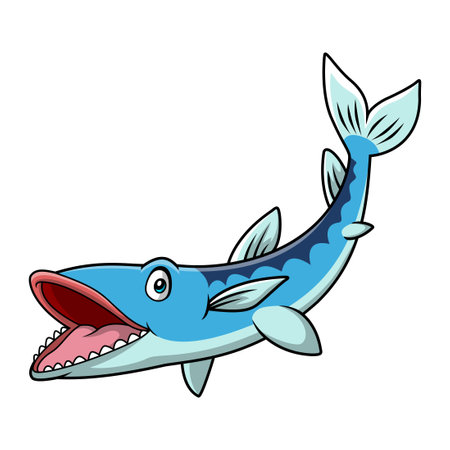 Cute barracuda fish cartoon on a white backgroundのイラスト素材