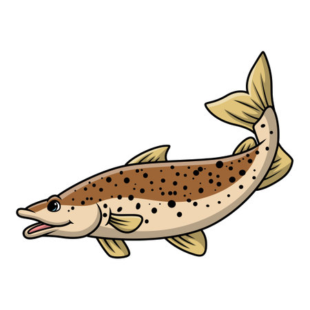 Cute salmon fish cartoon on white backgroundのイラスト素材