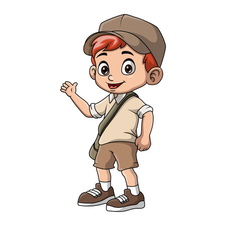 Cute little school boy cartoonのイラスト素材
