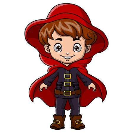 Cute little boy cartoon wearing witch costumeのイラスト素材
