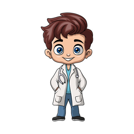 Cute boy doctor cartoon on white backgroundのイラスト素材