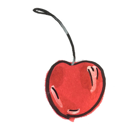 Hand drawn watercolor illustration of cherry. isolated on white background.