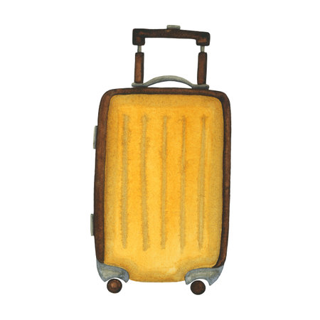Travel watercolour bag, suitcase, luggage, trunk, valise hand drawn isolated on whiteの写真素材