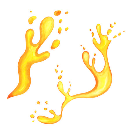 Abstract watercolor splash hand painted background in yellow color. Grunge texture for cards and flyers designの写真素材