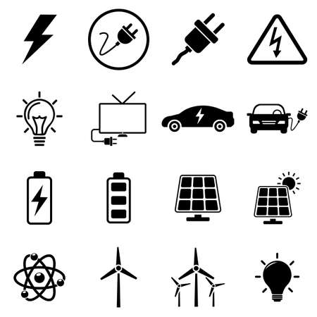 Energy and ecology icons, electric icon setのイラスト素材