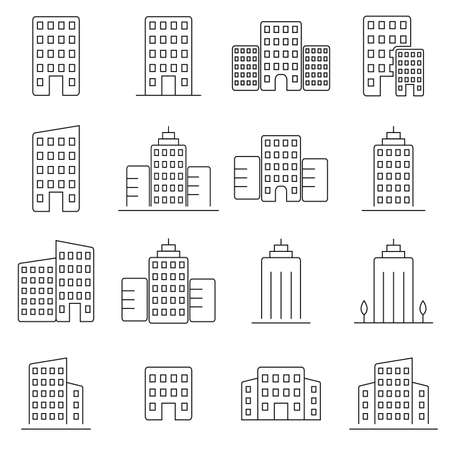 Building line icon set. Signs for infographic, logo, app development and website design.のイラスト素材