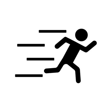 Running Man icon. Vector style is flat iconic symbol with rounded angles, gray color, white background.のイラスト素材