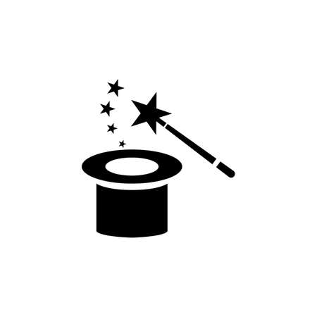 Magic wand and hat isolated on white backgroundのイラスト素材