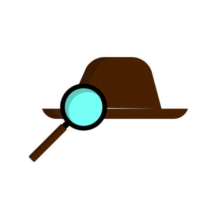 Simple cartoon of a detective, magnifying glassのイラスト素材