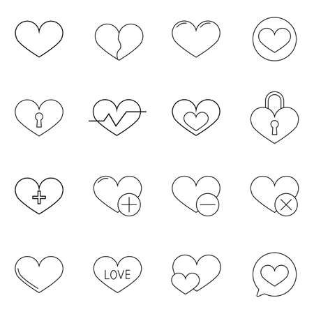 Premium set of heart line icons. Simple pictograms pack. Outline vector illustration on a white background.のイラスト素材