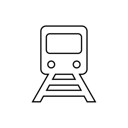 Train and railroad line icon. Vector Icon Isolated on White Background. Trendy flat ui sign design, graphic pictogram.のイラスト素材