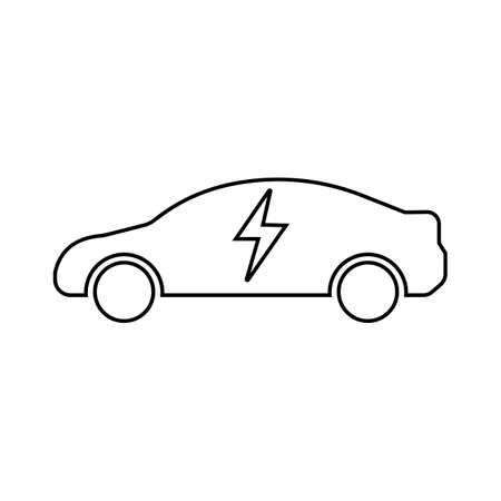 Electric Car Line Icon. Vector Icon Isolated on White Background. Trendy flat ui sign design, graphic pictogram.のイラスト素材