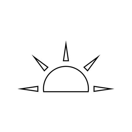 Sun line icon, outline vector sign, linear style pictogram isolated on white. Sunny weather symbol, logo illustration. Editable stroke. Pixel perfectのイラスト素材