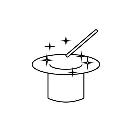 Magic hat icon vector isolated on white background, Magic hat transparent sign, outline linear symbol or thin lined pictogramのイラスト素材