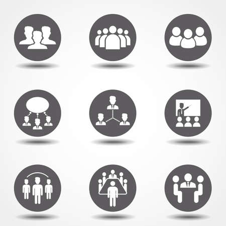 Conference, Business And Management Icons. Flat Design. Vector illustration. Signs for infographic, logo, app development and website.のイラスト素材