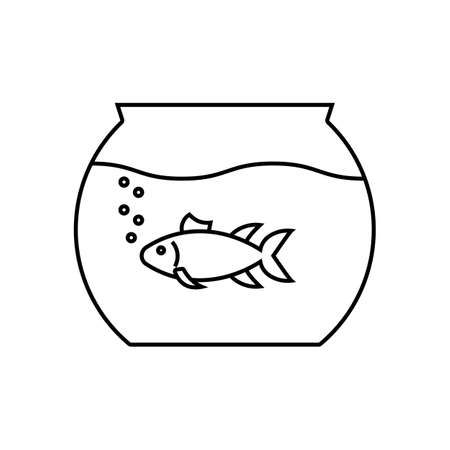 Aquarium linear icon. Thin line illustration. Fishkeeping. Fish tank. Contour symbol. Vector isolated outline drawing.のイラスト素材