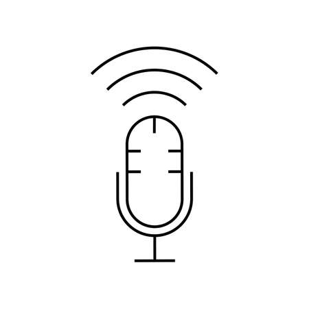 Record button vector line icon isolated on white background. Voice record app line icon for infographic, website or app. Icon designed on a grid system.のイラスト素材