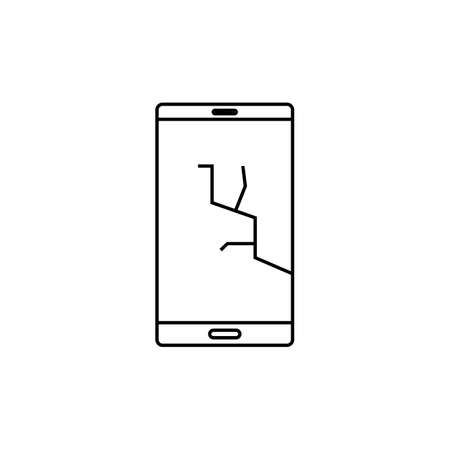 The smartphone falls. Broken screen. linear icon. Line with Editable strokeのイラスト素材