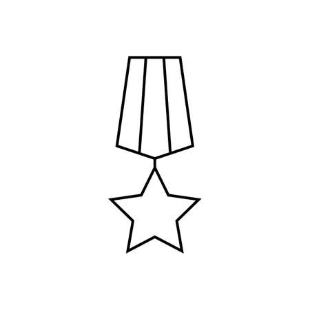 Award medal outline icon. linear style sign for mobile concept and web design. Medal on ribbon simple line vector icon. Symbol, logo illustration.のイラスト素材