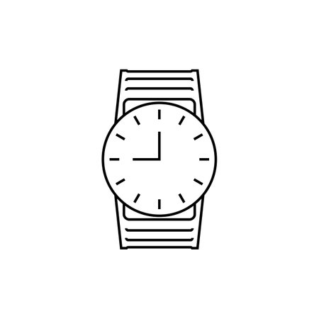 Circle wristwatch outline icon. linear style sign for mobile concept and web design. Hand watch simple line vector icon. Symbol, logo illustration. Pixel perfect vector graphicsのイラスト素材