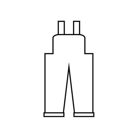 Denim overall line icon isolated on white background. Vector line icon of overall for children for infographic, website or app.のイラスト素材