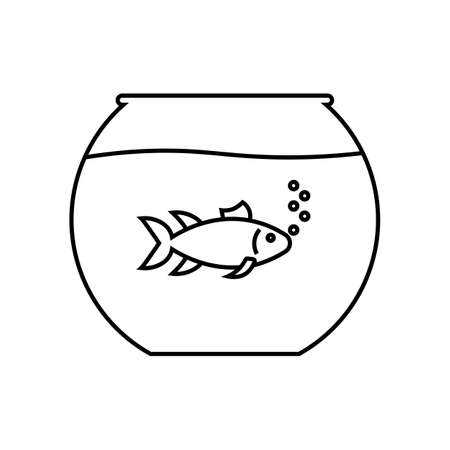 Aquarium linear icon. Thin line illustration. Fishkeeping. Contour symbol. Vector isolated outline drawing.のイラスト素材