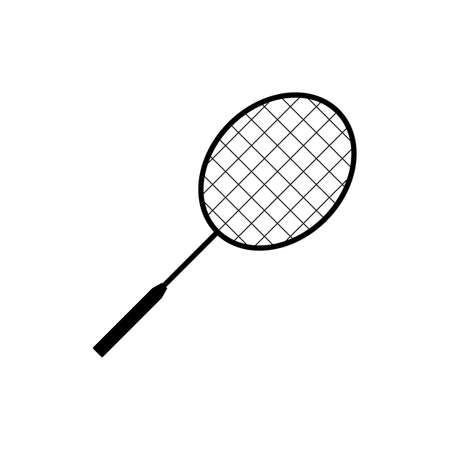 Icon badminton. Badminton racket. Icon black on a white background. Sports equipment. Vector illustration.のイラスト素材