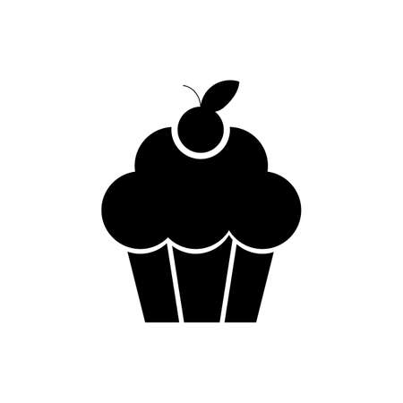 cream cupcake icon, vector illustration, black sign on isolated backgroundのイラスト素材
