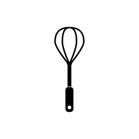 Black vector whisk icon on white backgroundのイラスト素材