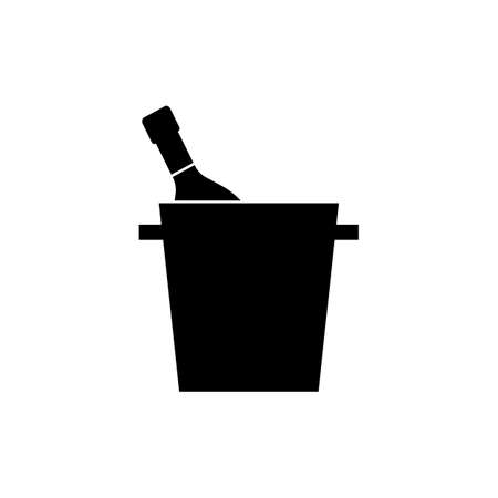 Champagne bottle in a bucket with ice icon vector isolated on white background. Alcohol celebration wine champagne bottle.のイラスト素材