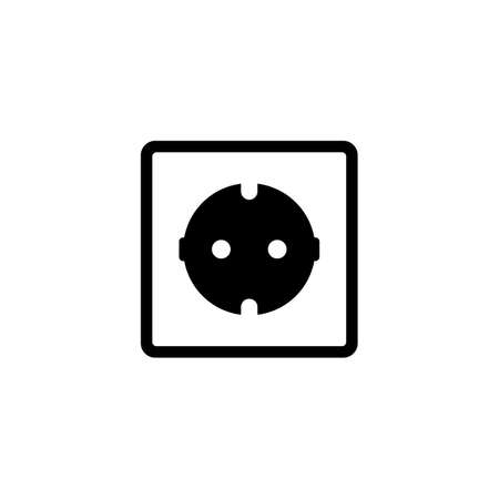 Electric outlet icon. White background with shadow design. Vector illustration.のイラスト素材