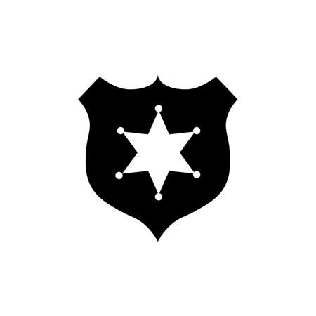 Sheriff badge with star icon vector, filled flat sign, solid pictogram isolated on white. Public safety symbol, logo illustrationのイラスト素材