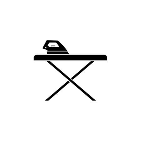Icon of iron and ironing board. Laundry, appliance, equipment. Service concept. Can be used for topics like housekeeping, home appliance, hotel service.のイラスト素材
