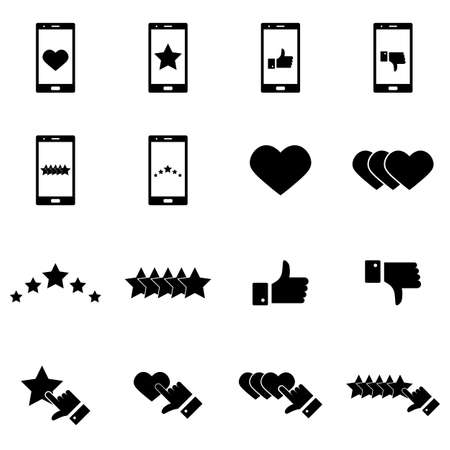 Customer reviews vector icon set. Feedback and user experience of clients.のイラスト素材