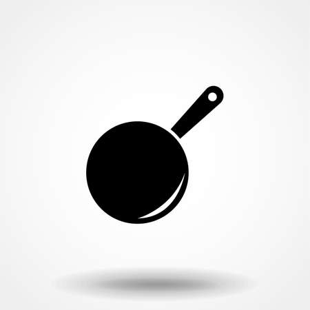 Frying pan icon. Drop shadow pictogram. Isolated skillet black illustration. Frying pan logo concept. Vector silhouette iconのイラスト素材