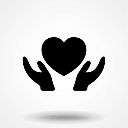 Heart Care Icon with Hands. Flat Design Isolated.のイラスト素材