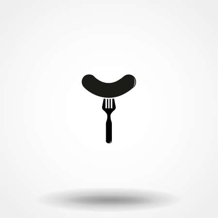 Sausage, fork and steam. Simple icon. Vector Image.のイラスト素材