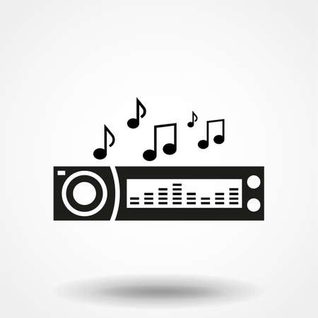 Car radio. Single flat icon on white background. Vector illustration.のイラスト素材