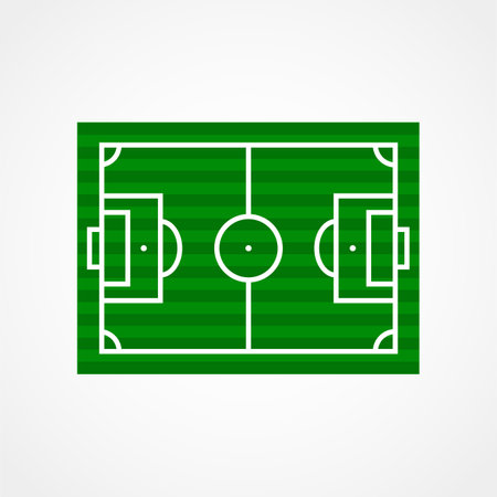 Soccer / football field with white frame and color green background.のイラスト素材
